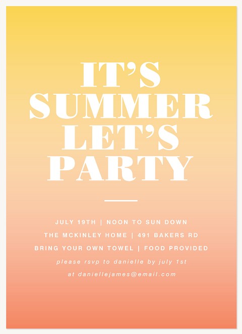 Summer Sunset Summer Party Invitations