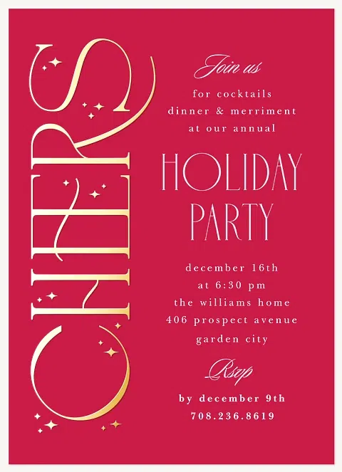 Sparkling Cheers Holiday Party Invitations