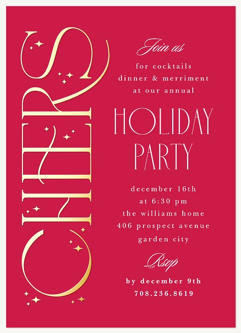 Sparkling Cheers Holiday Party Invitations