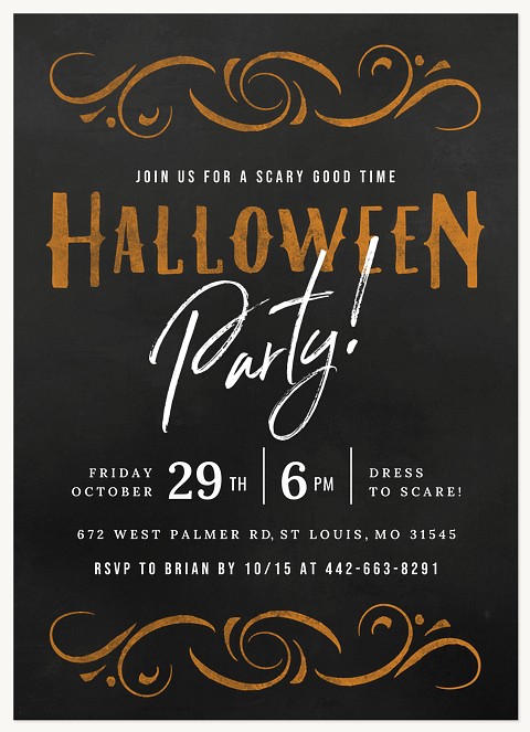 Spooky Scrolls Halloween Party Invitations