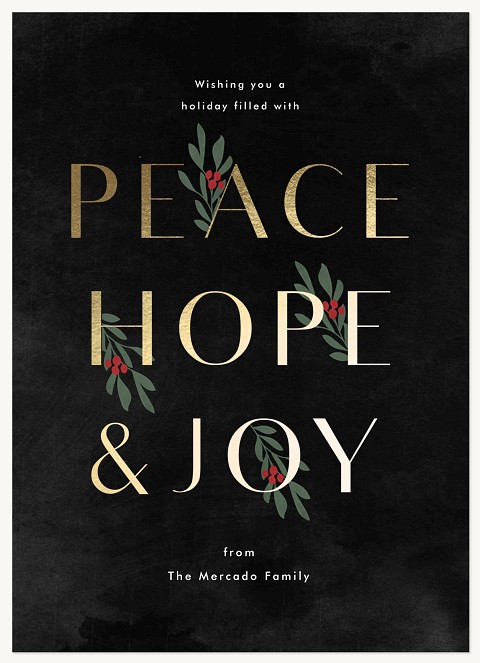 Peace, Hope & Joy Personalized Holiday Cards