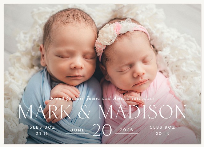 Traditional Twins Twin Birth Announcements