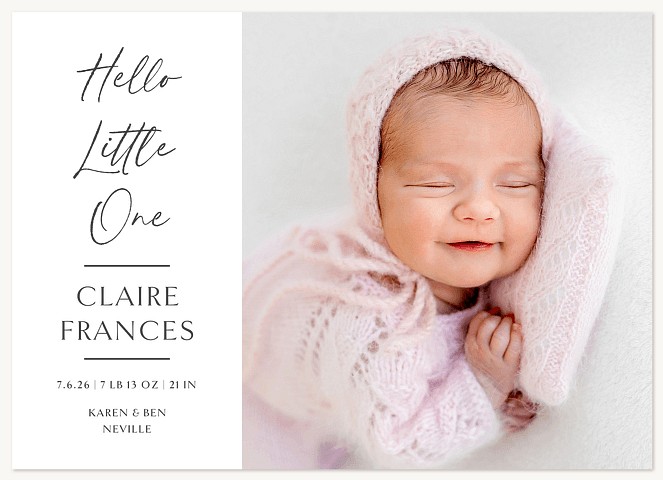 Hand Written Hello Baby Announcements