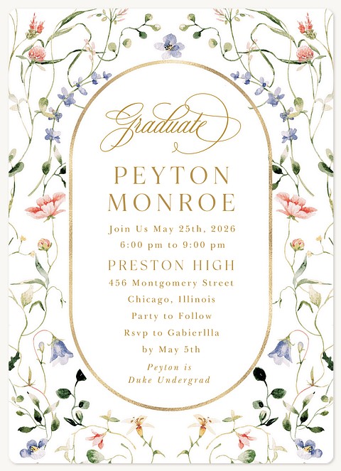 Elegant Wildflowers Graduation Cards