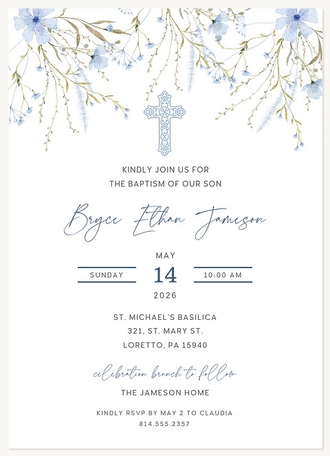 Sprig Border Baptisms & Christening Invitations