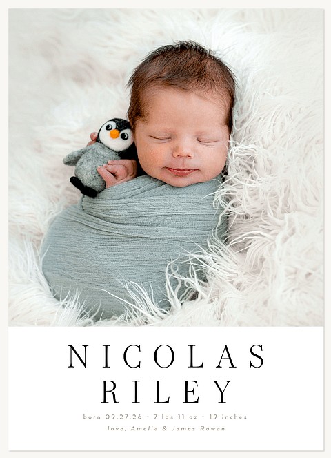 Cleanly Contemporary Baby Announcements