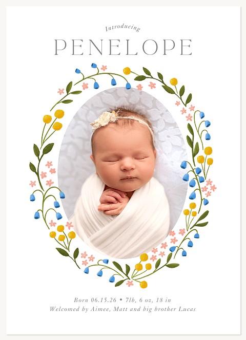 Floral Oval Baby Announcements
