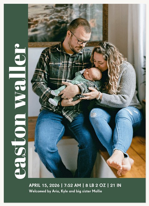 Vertical Name Baby Announcements