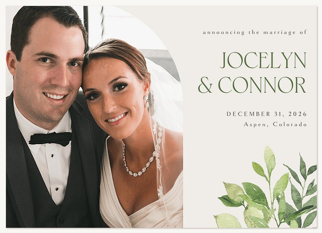 Modern Greenery Wedding Announcements