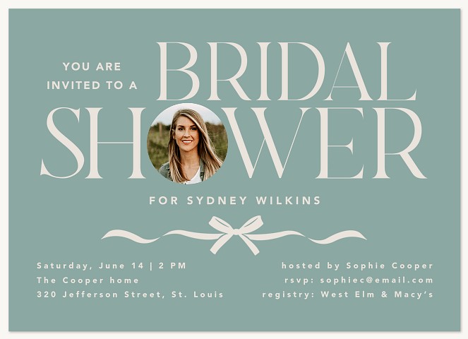 Simple Bow Bridal Shower Invitations