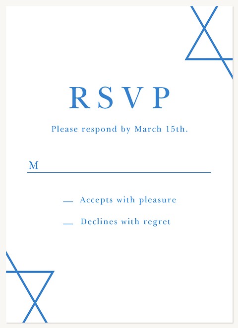 Pointed Corners Bat Mitzvah RSVP Cards