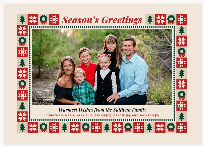 Patchwork Border Personalized Holiday Cards