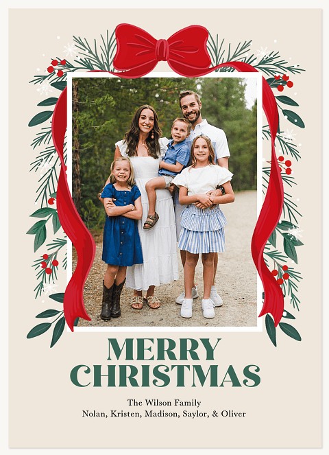 Bow Topper Personalized Holiday Cards