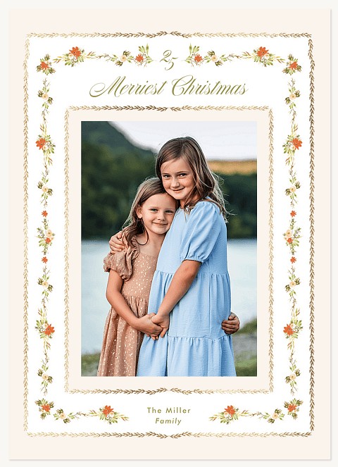 Gilded Florals Personalized Holiday Cards