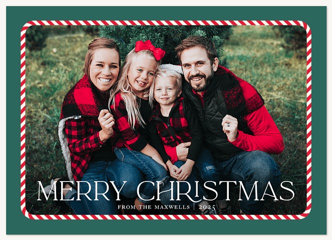 Peppermint Frame Personalized Holiday Cards