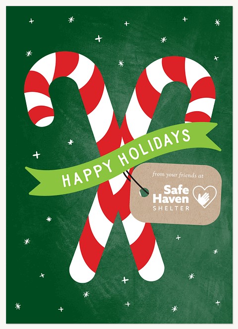 Candy Cane Wishes Business Holiday Cards