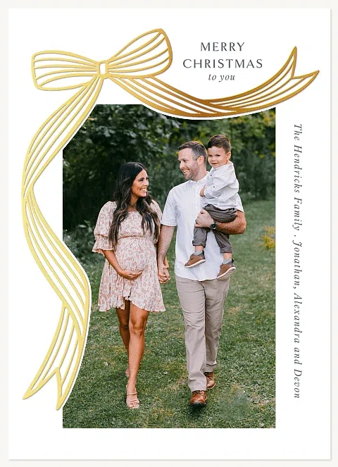 Big Gilded Bow Personalized Holiday Cards