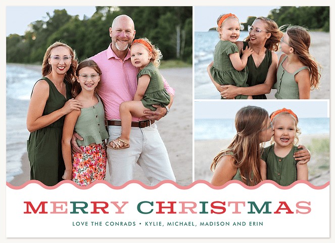 Scalloped Wave Personalized Holiday Cards