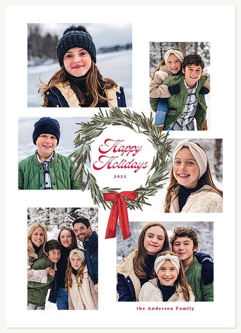 Center Wreath Personalized Holiday Cards