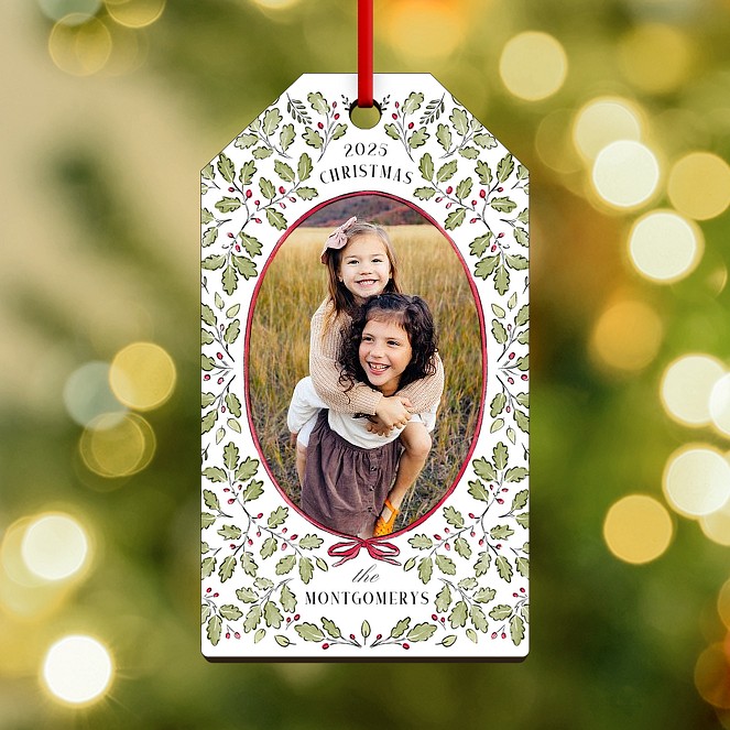 Holly Wreath Tag Personalized Ornaments