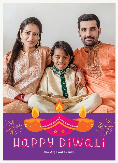 Colorful Diya Diwali Holiday Cards