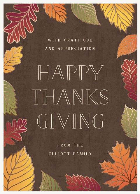Fall Foliage Frame Thanksgiving Cards