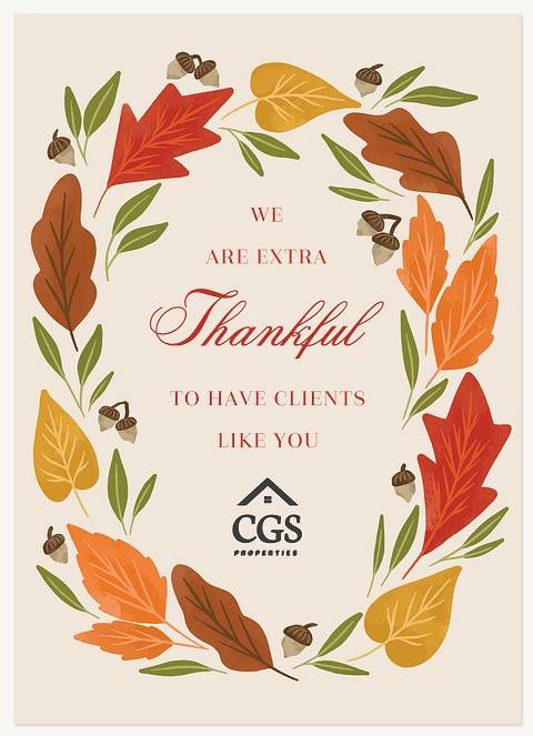 Leaf Surround Business Holiday Cards