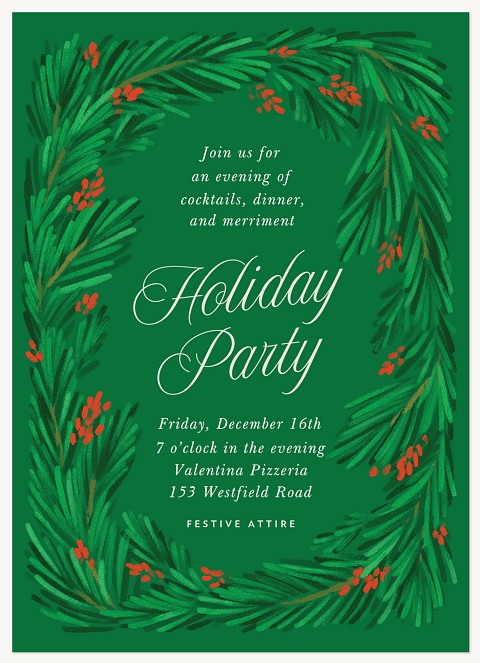 Festive Wreath Holiday Party Invitations