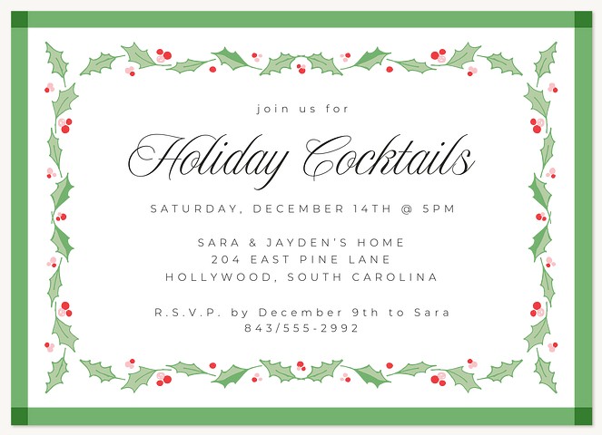 Holly Border Holiday Party Invitations