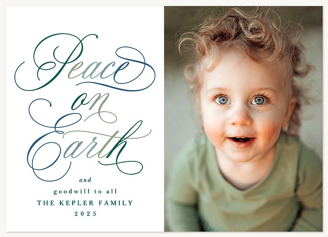 Scripted Peace Personalized Holiday Cards
