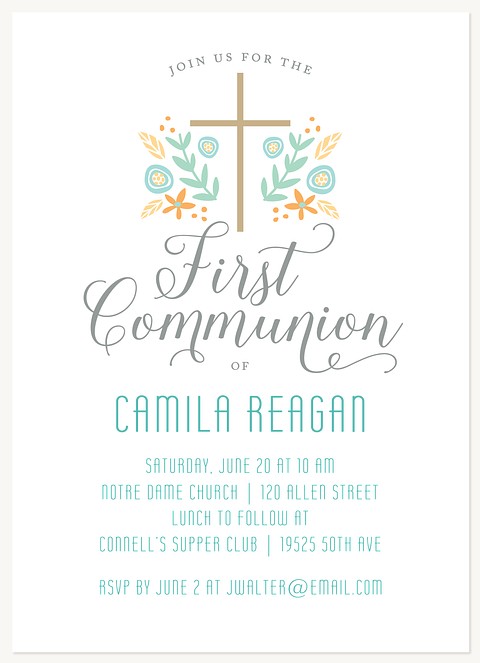 First Bloom First Communion Invitations