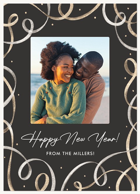 Glitter Ribbon Personalized Holiday Cards