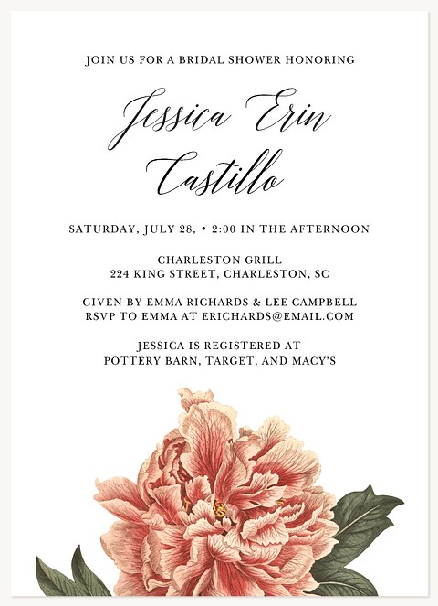 Vintage Blossom Bridal Shower Invitations