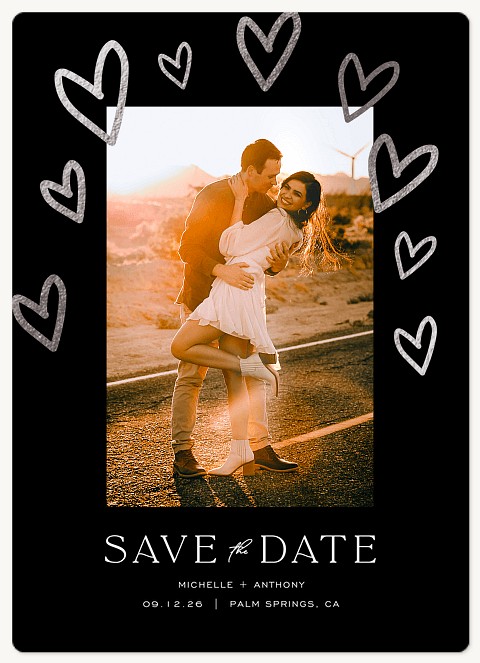 Silver Hearts Save the Date Magnets