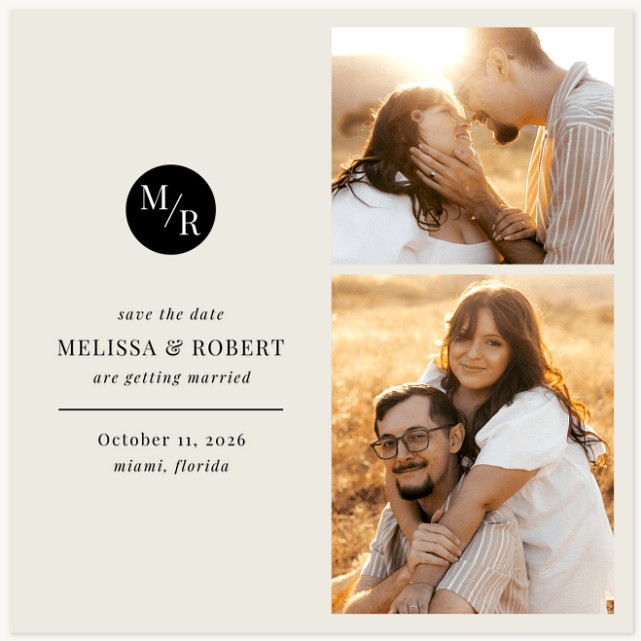 Square Monogram Save the Date Cards