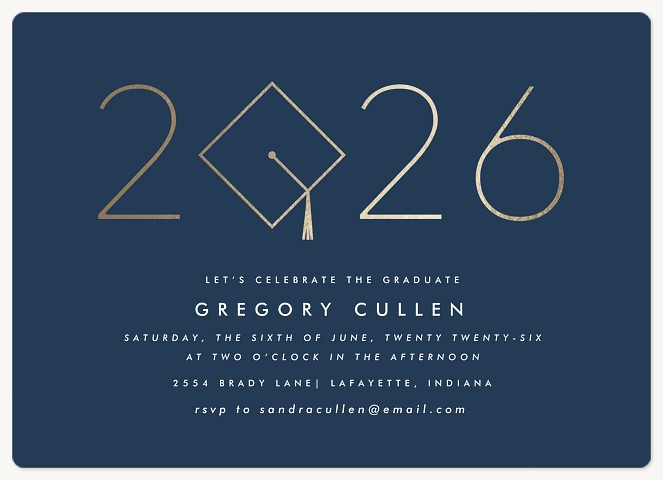 Gilded Mortarboard Graduation Party Invitations