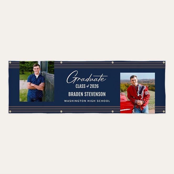 Varsity Stripes Graduation Photo Banner Custom Banners