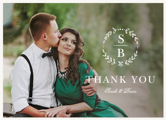 Monogram Wreath Wedding Thank You Cards