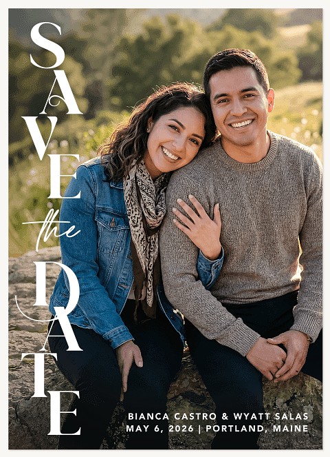 Vertical Staggered Type Save the Date Cards