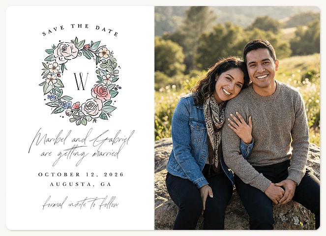 Floral Crest Save the Date Magnets