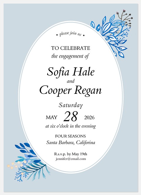 Botanical Watercolor Engagement Party Invitations
