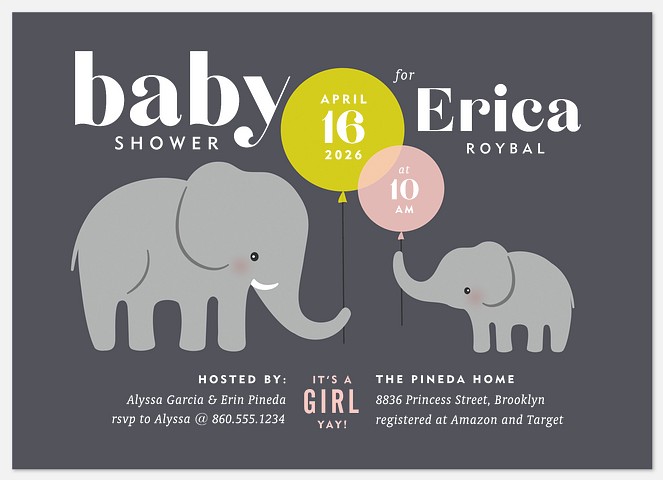 Petite Elephant Baby Shower Invitations