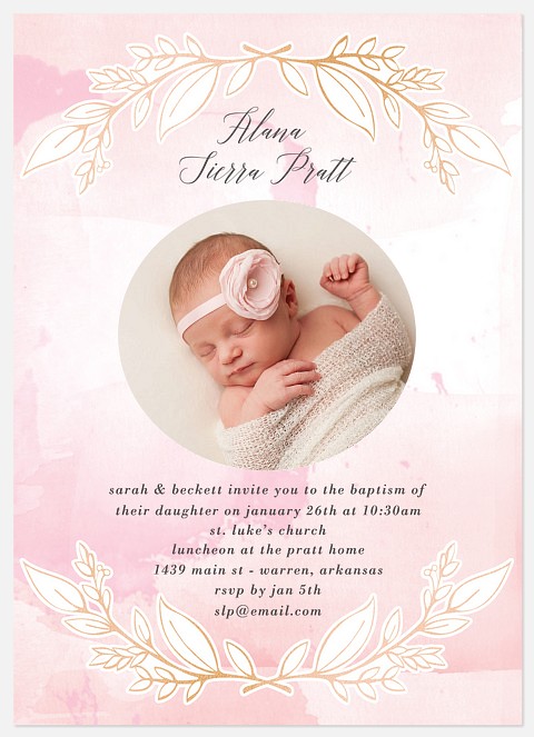 Precious Boughs Baptism Christening Invitations