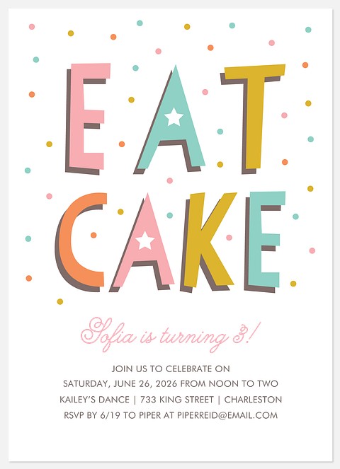 Eat Cake Kids' Birthday Invitations