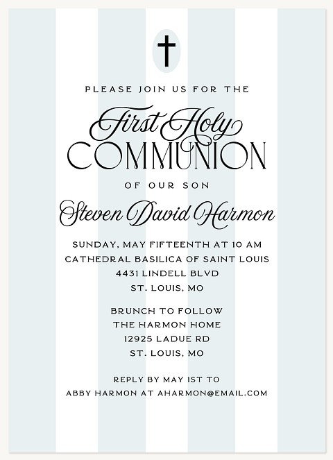 Cross Medallion First Communion Invitations