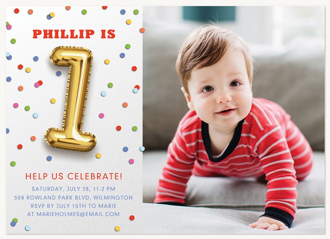Balloon Bash First Birthday Invitations