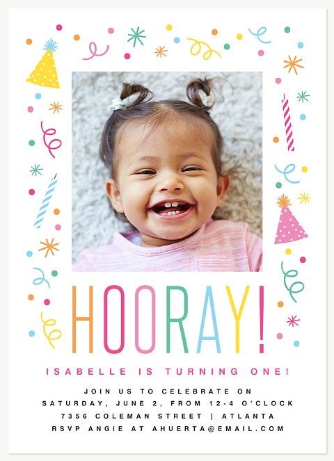 Confetti Parade First Birthday Invitations