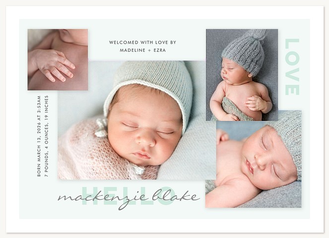 Pastel Collage Girl Baby Announcements