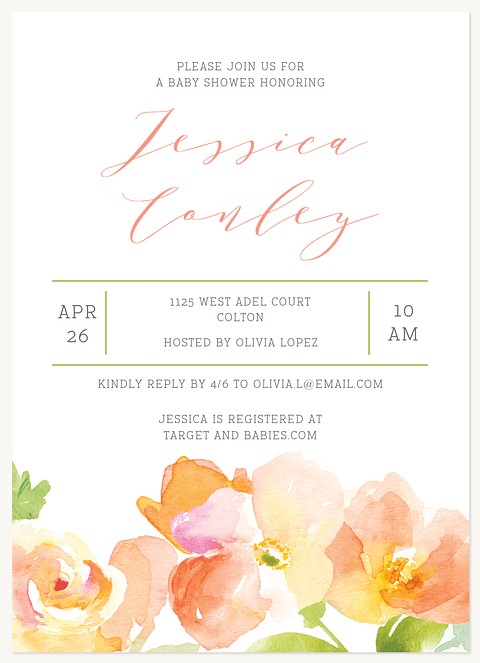 Blushing Floral Baby Shower Invites