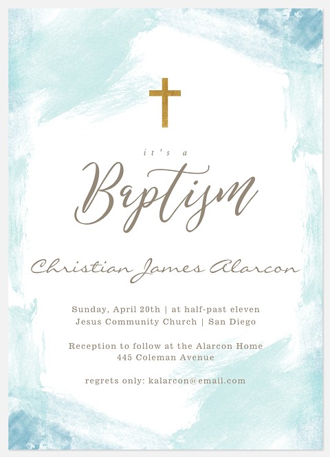 Brushed Abstract Baptism Christening Invitations